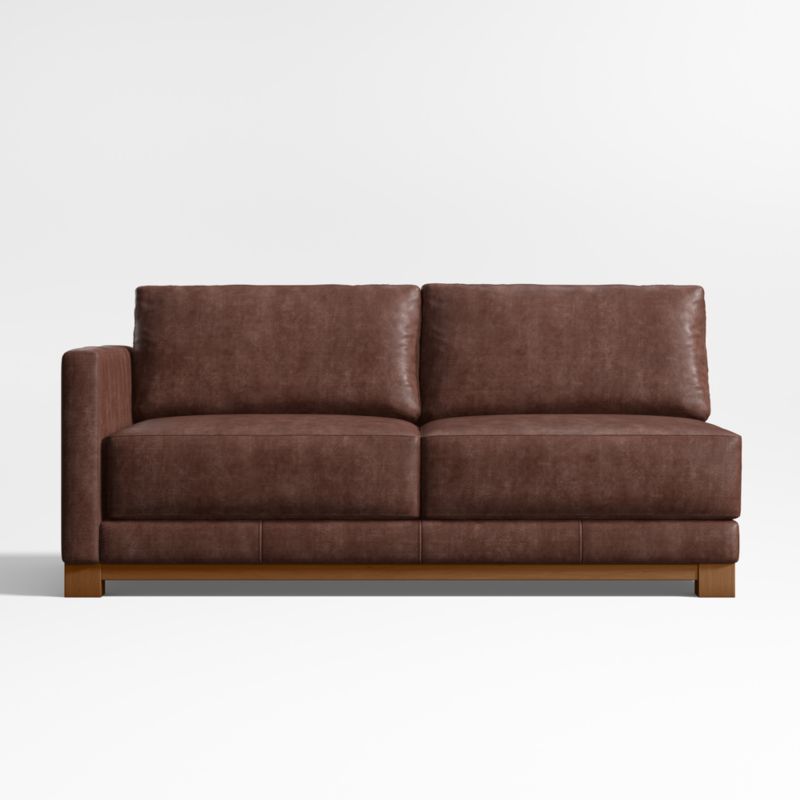 Gather Deep Wood Base Leather Left-Arm Sofa - image 0 of 2