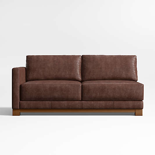 Gather Deep Wood Base Leather Left-Arm Sofa Sectional Piece