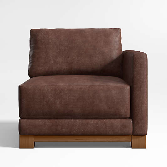 Gather Deep Wood Base Leather Right-Arm Chair Sectional Piece