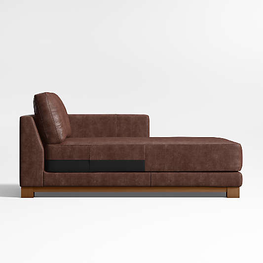 Gather Deep Wood Base Leather Right-Arm Chaise Lounge Sectional Piece