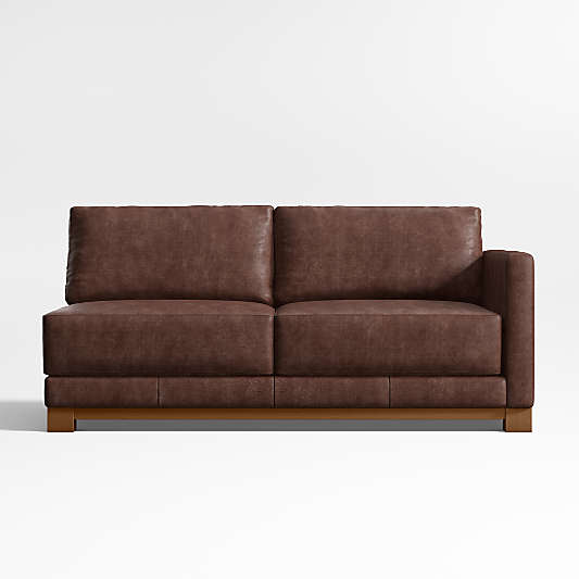 Gather Deep Wood Base Leather Right-Arm Sofa