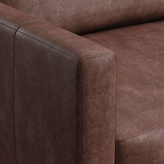 Gather Deep Wood Base Leather Sofa (77"-89")