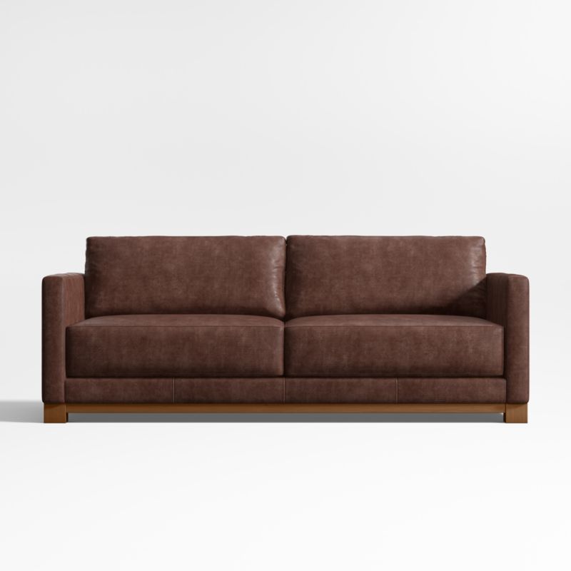 Gather Deep Wood Base Leather Sofa 89" - image 0 of 7