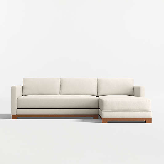 Gather Deep Wood Base 2-Piece Bench Sectional Sofa with Chaise Lounge