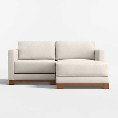Gather Deep Wood Base 2-Piece Small Space Sectional Sofa with Chaise Lounge