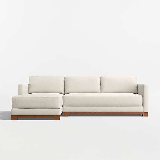 Gather Deep Wood Base 2-Piece Bench Sectional Sofa with Chaise Lounge