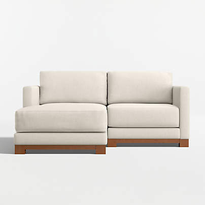 Gather Deep Wood Base 2-Piece Small Space Sectional Sofa with Chaise Lounge