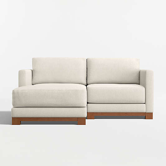 Gather Deep Wood Base 2-Piece Small Space Sectional Sofa with Chaise Lounge