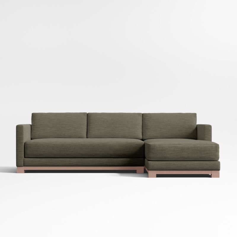 Gather Deep Wood Base Bench 2-Piece Chaise Sectional Sofa - image 0 of 14