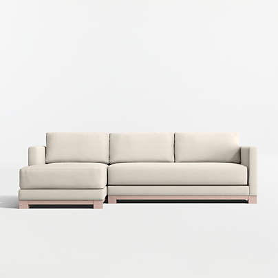 Gather Deep Wood Base Bench 2-Piece Chaise Sectional Sofa