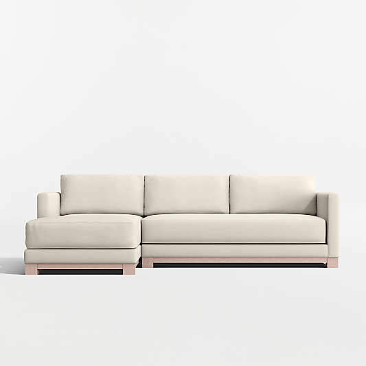Gather Deep Wood Base Bench 2-Piece Chaise Sectional Sofa