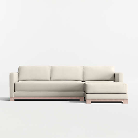 Gather Deep Wood Base Bench 2-Piece Chaise Sectional Sofa