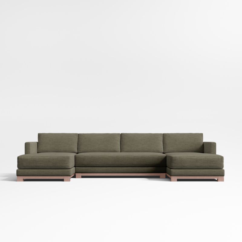 Gather Deep Wood Base Bench 3-Piece Double-Chaise Sectional Sofa - image 0 of 13