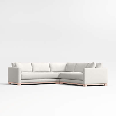 Gather Deep Wood Base Bench 3-Piece L-Shaped Sectional Sofa