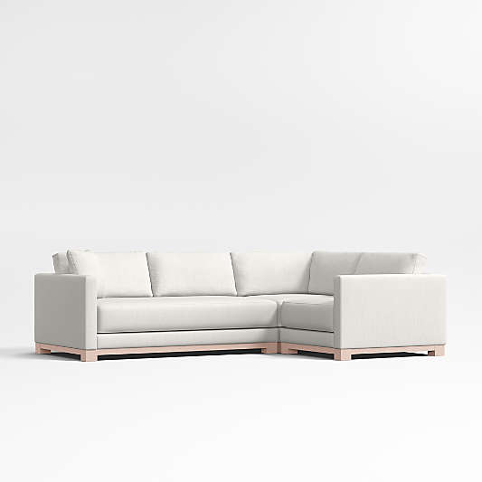 Gather Deep Wood Base Bench 3-Piece L-Shaped Sectional Sofa