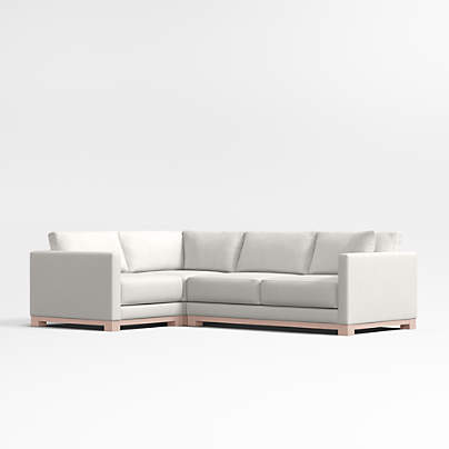 Gather Deep Wood Base 3-Piece L-Shaped Sectional Sofa