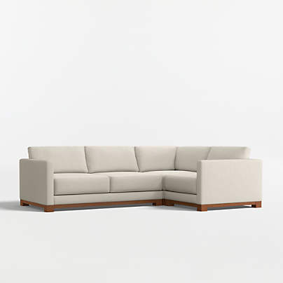 Gather Deep Wood Base 3-Piece L-Shaped Sectional Sofa