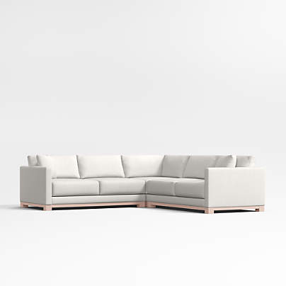 Gather Deep Wood Base 3-Piece L-Shaped Sectional Sofa