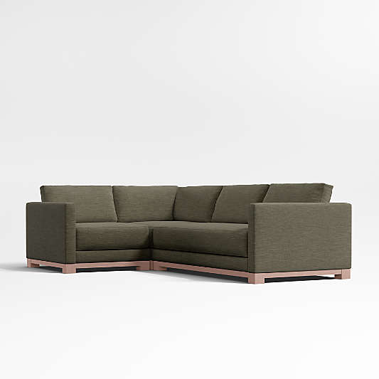 Gather Deep Wood Base Bench 3-Piece L-Shaped Sectional Sofa