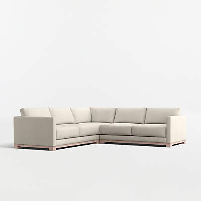 Gather Deep Wood Base 3-Piece L-Shaped Sectional Sofa