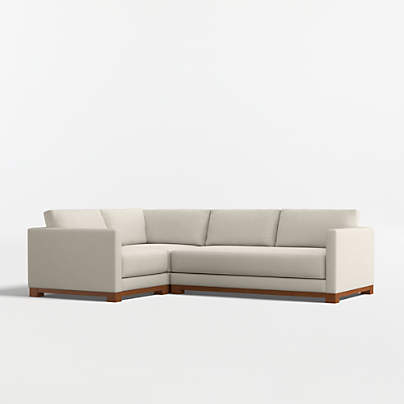 Gather Deep Wood Base 3-Piece L-Shaped Bench Sectional Sofa