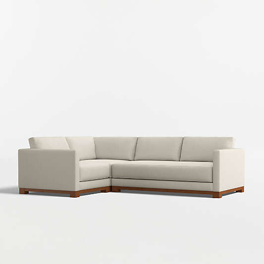 Gather Deep Wood Base 3-Piece L-Shaped Bench Sectional Sofa