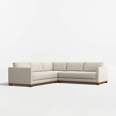 Gather Deep Wood Base 3-Piece L-Shaped Bench Sectional Sofa