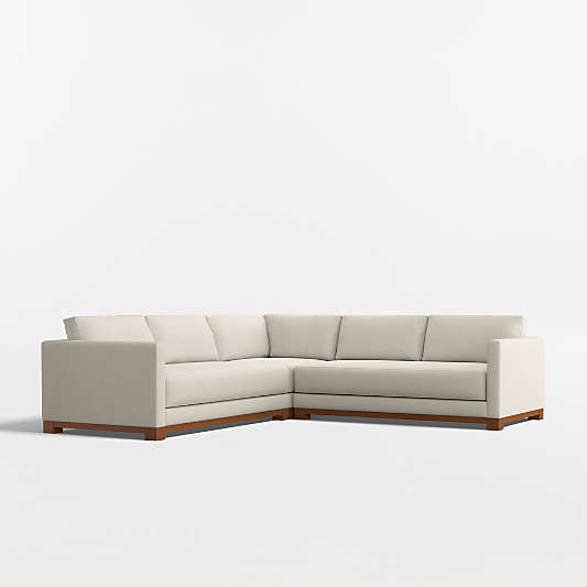 Gather Deep Wood Base 3-Piece L-Shaped Bench Sectional Sofa