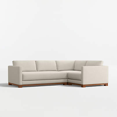 Gather Deep Wood Base 3-Piece L-Shaped Bench Sectional Sofa