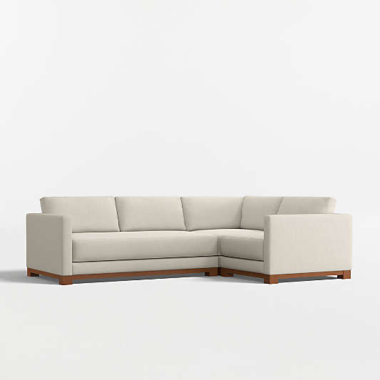 Gather Deep Wood Base 3-Piece L-Shaped Bench Sectional Sofa