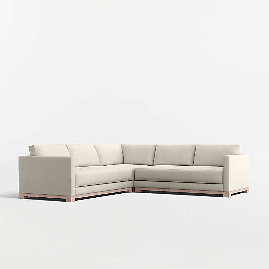 Gather Deep Wood Base Bench 3-Piece L-Shaped Sectional Sofa