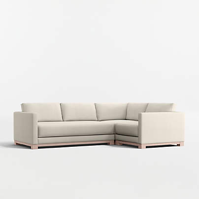 Gather Deep Wood Base Bench 3-Piece L-Shaped Sectional Sofa