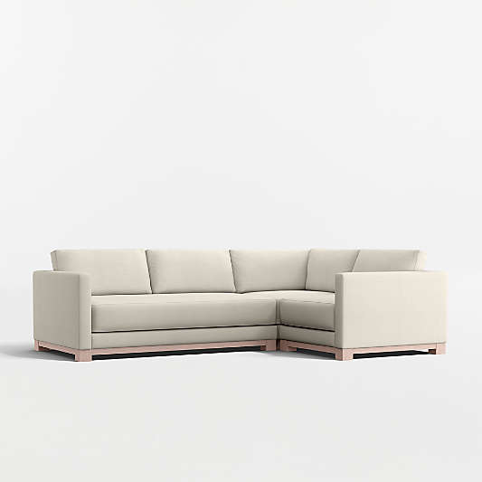 Gather Deep Wood Base Bench 3-Piece L-Shaped Sectional Sofa
