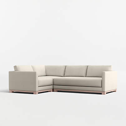Gather Deep Wood Base Bench 3-Piece L-Shaped Sectional Sofa