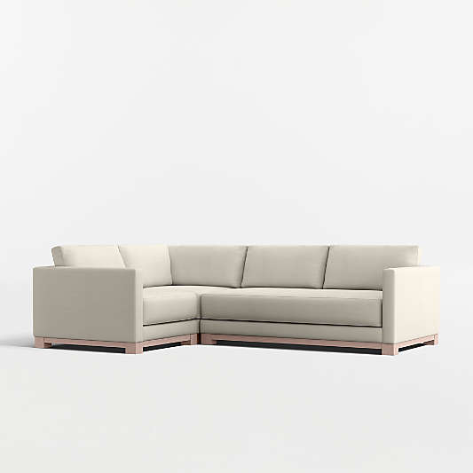 Gather Deep Wood Base Bench 3-Piece L-Shaped Sectional Sofa