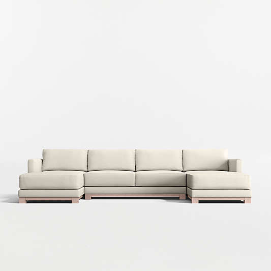 Gather Deep Wood Base 3-Piece Double-Chaise Sectional Sofa