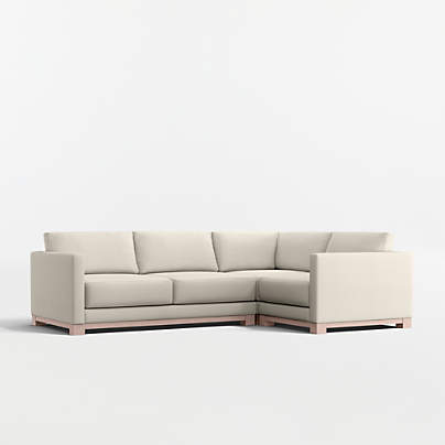 Gather Deep Wood Base 3-Piece L-Shaped Sectional Sofa