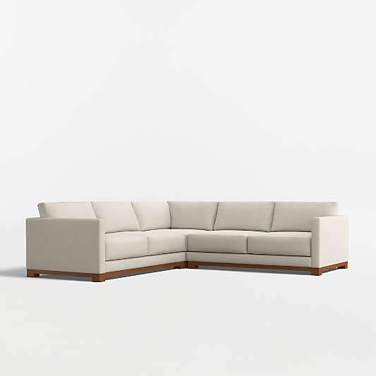 Gather Deep Wood Base 3-Piece L-Shaped Sectional Sofa