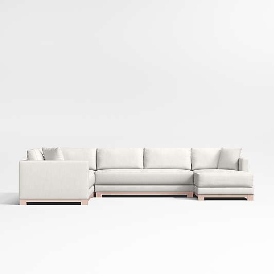 Gather Deep Wood Base Bench 4-Piece Corner Sectional Sofa