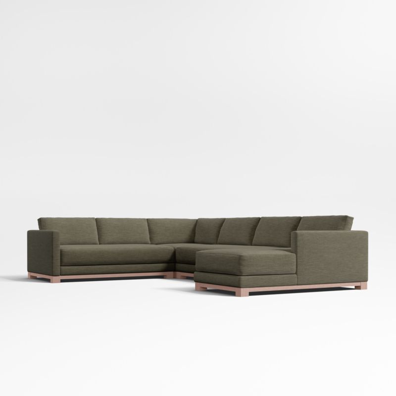 Gather Deep Wood Base Bench 4-Piece Corner Sectional Sofa - image 0 of 14