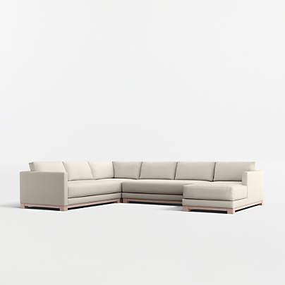Gather Deep Wood Base Bench 4-Piece Corner Sectional Sofa