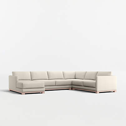 Gather Deep Wood Base 4-Piece L-Shaped Sectional Sofa