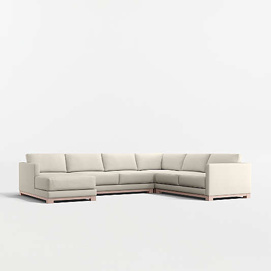 Gather Deep Wood Base 4-Piece L-Shaped Sectional Sofa