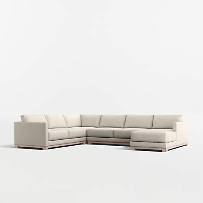 Gather Deep Wood Base 4-Piece Corner Sectional Sofa