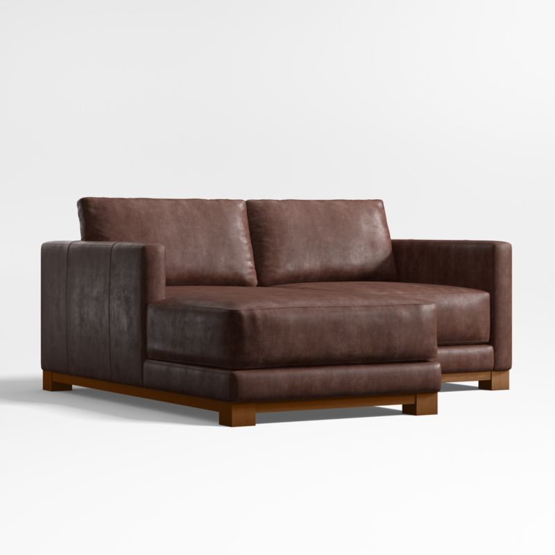 Gather Deep Wood Base Leather 2-Piece Chaise Sectional Sofa - image 3 of 7