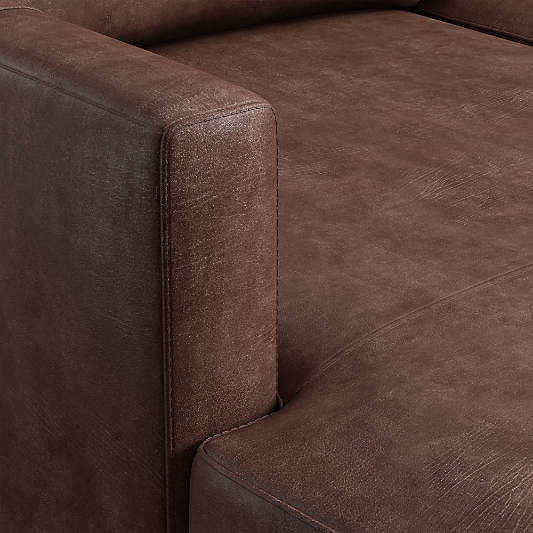 Gather Deep Wood Base 2-Piece Small Space Leather Sectional Sofa with Chaise Lounge