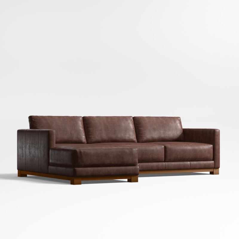 Gather Deep Wood Base Leather 2-Piece Chaise Sectional Sofa - image 3 of 7