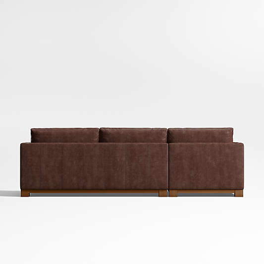 Gather Deep Wood Base Leather 2-Piece Chaise Sectional Sofa