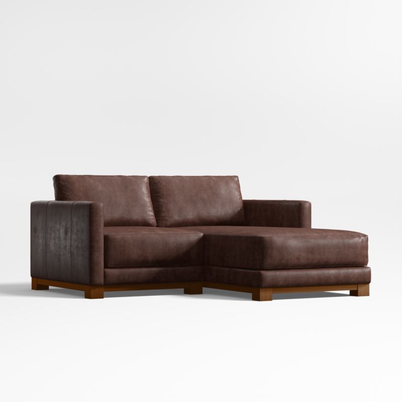 Gather Deep Wood Base Leather 2-Piece Chaise Sectional Sofa - image 3 of 7