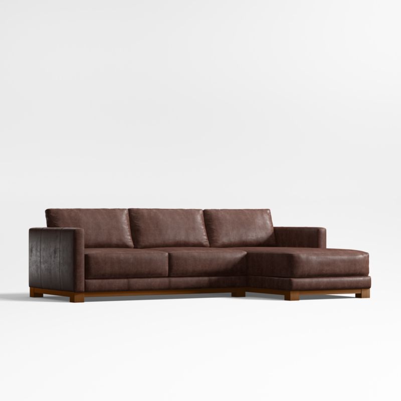 Gather Deep Wood Base Leather 2-Piece Chaise Sectional Sofa - image 3 of 7